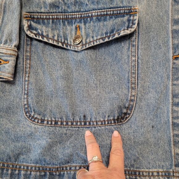 Denim Barn Jacket Womans 2X Blue Baccini Chore Coat Corduroy Collar Vintage - Picture 4 of 10